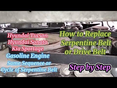 Hyundai Tucson,Sonata,Kia Sportage,How to Replace Serpentine Belt/Drive Belt Step by Step(Tutorial)