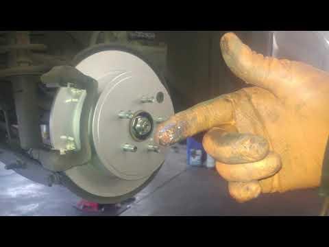 Rear brake pad replacement 2014 Subaru Outback . How to replace rear pads and rotors.
