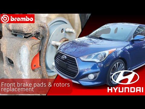 How to replace Front brake pads &amp; rotors Hyundai Veloster Turbo 2016 🔧 Step by step🔧