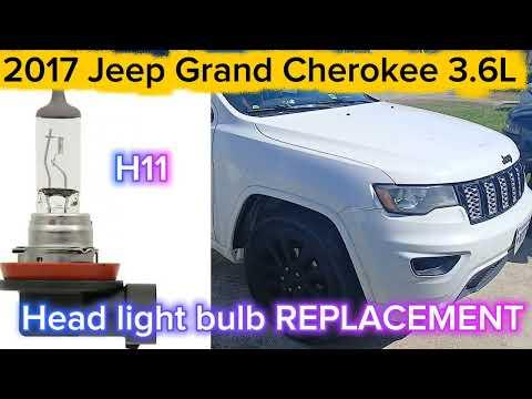 2017 Jeep Grand Cherokee 3.6L Headlight bulb replacement.  Driver and passenger side