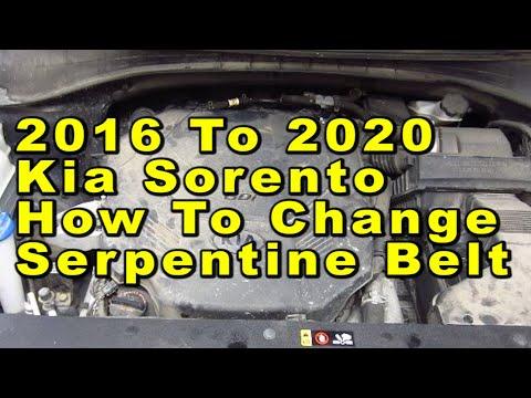 Kia Sorento How To Change Serpentine Accessory Belt 2016 2017 2018 2019 & 2020 3rd With Part Numbers