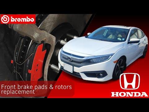 How to replace front brake pads and rotors Honda Civic 2016 🔧 Step by step🔧
