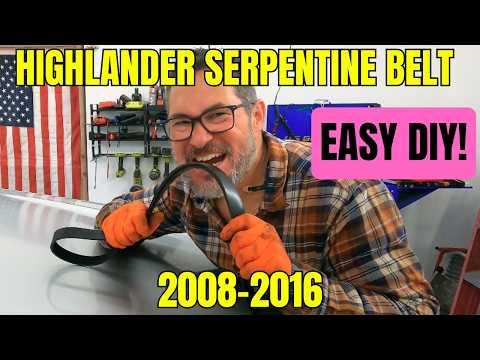 2008-16 Toyota Highlander serpentine drive belt replacement (#diy, step by step)