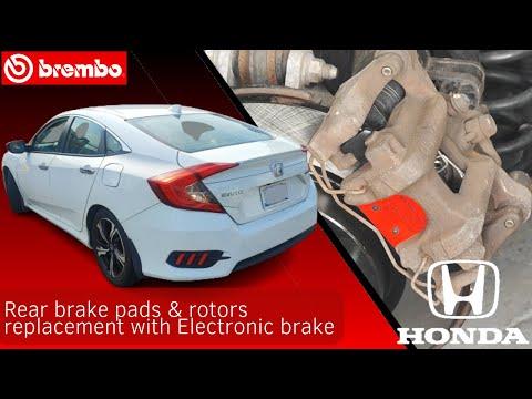 How to replace rear brake pads and rotors Honda Civic 2016 🔧 Step by step🔧