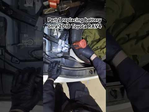 Auxiliary battery replacement on a 2018 Toyota RAV4 hybrid #automobile #battery #mechanic #toyota