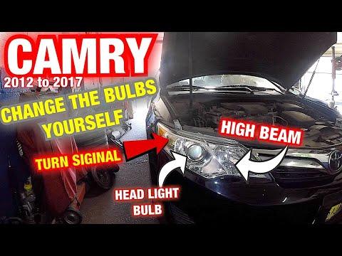 Toyota Camry 2013 and up replace head light bulb with bulb size and turn signal bulb DIY