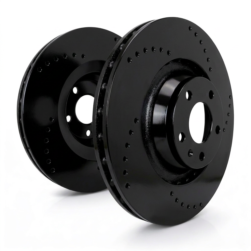 SP Performance Cross Drilled Brake Rotor Set, Black