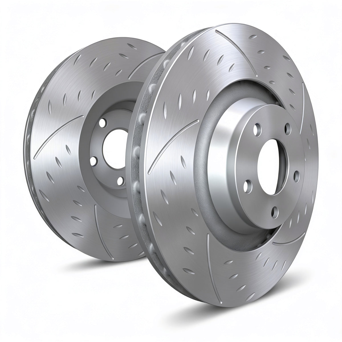 SP Performance Diamond Slotted Brake Rotor Set, Silver