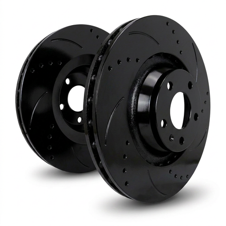 SP Performance Drilled & Slotted Brake Rotor Set, Black