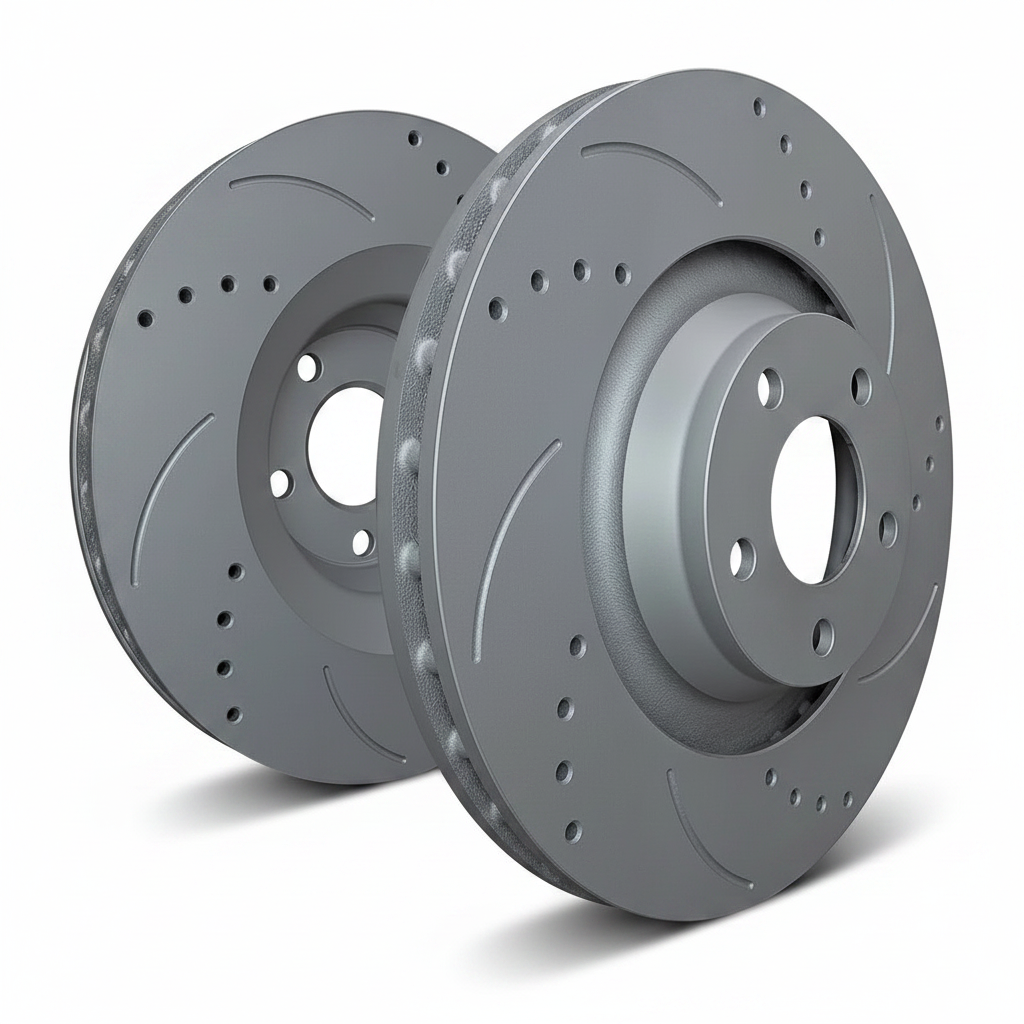 SP Performance Drilled & Slotted Brake Rotor Set, Grey