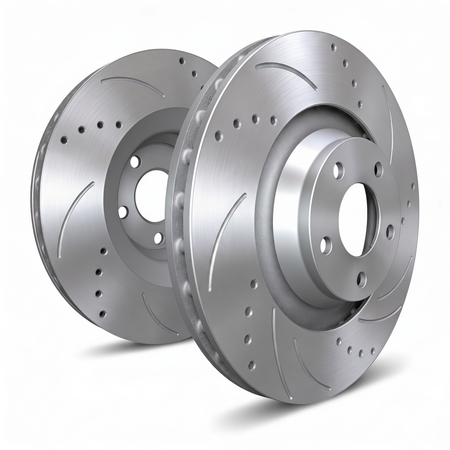 SP Performance Drilled & Slotted Brake Rotor Set, Silver