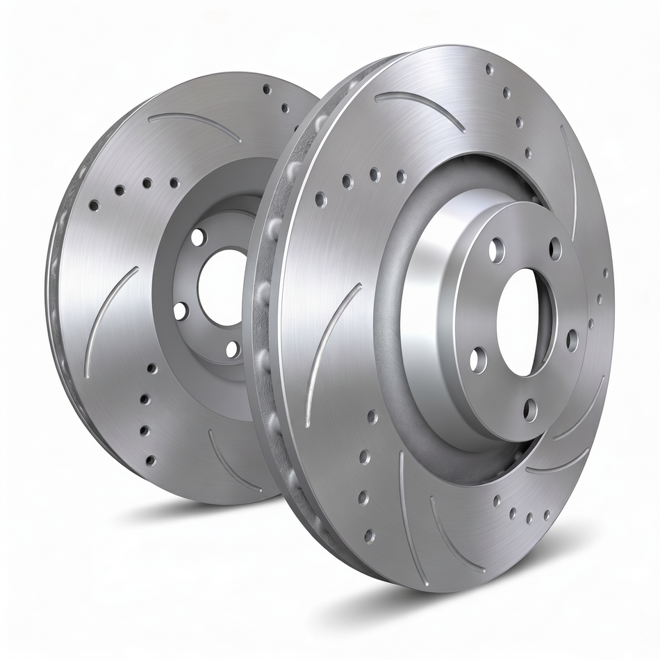 SP Performance Drilled & Slotted Brake Rotor Set, Silver