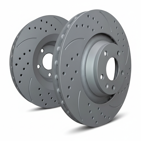 SP Performance Double Drilled & Slotted Brake Rotor Set, Grey