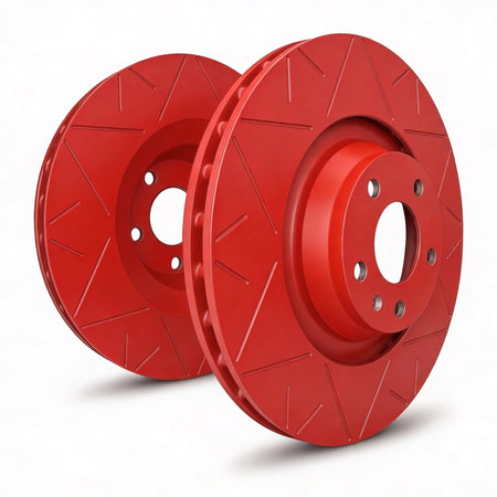 SP Performance Peak Series Slotted Brake Rotor Set, Red