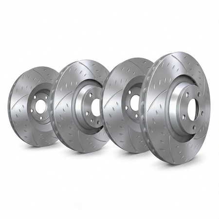 SP Performance Diamond Slotted Brake Rotor Set, Silver