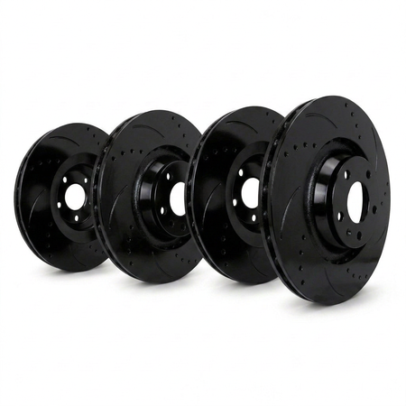 SP Performance Drilled & Slotted Brake Rotor Set, Black
