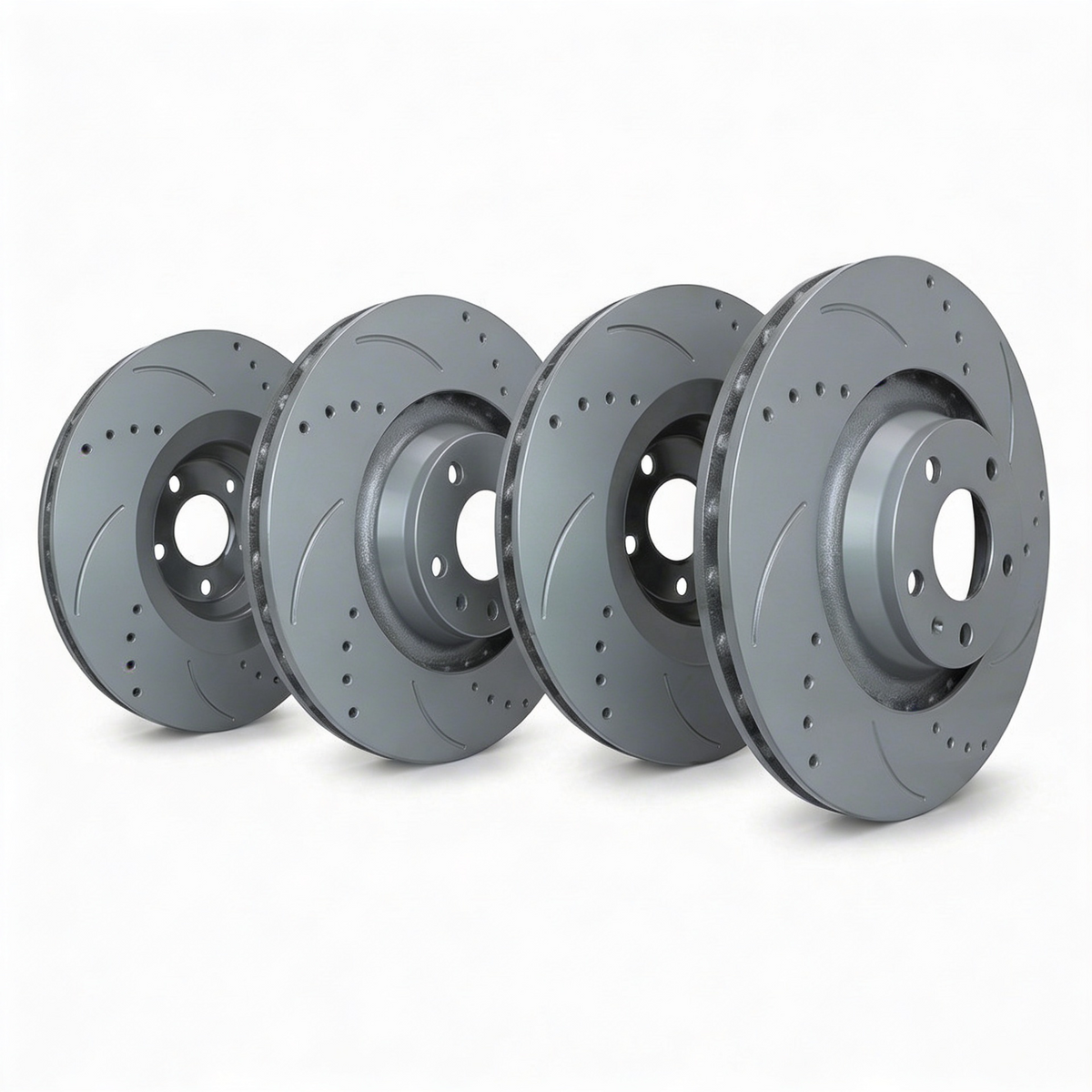 SP Performance Drilled & Slotted Brake Rotor Set, Grey