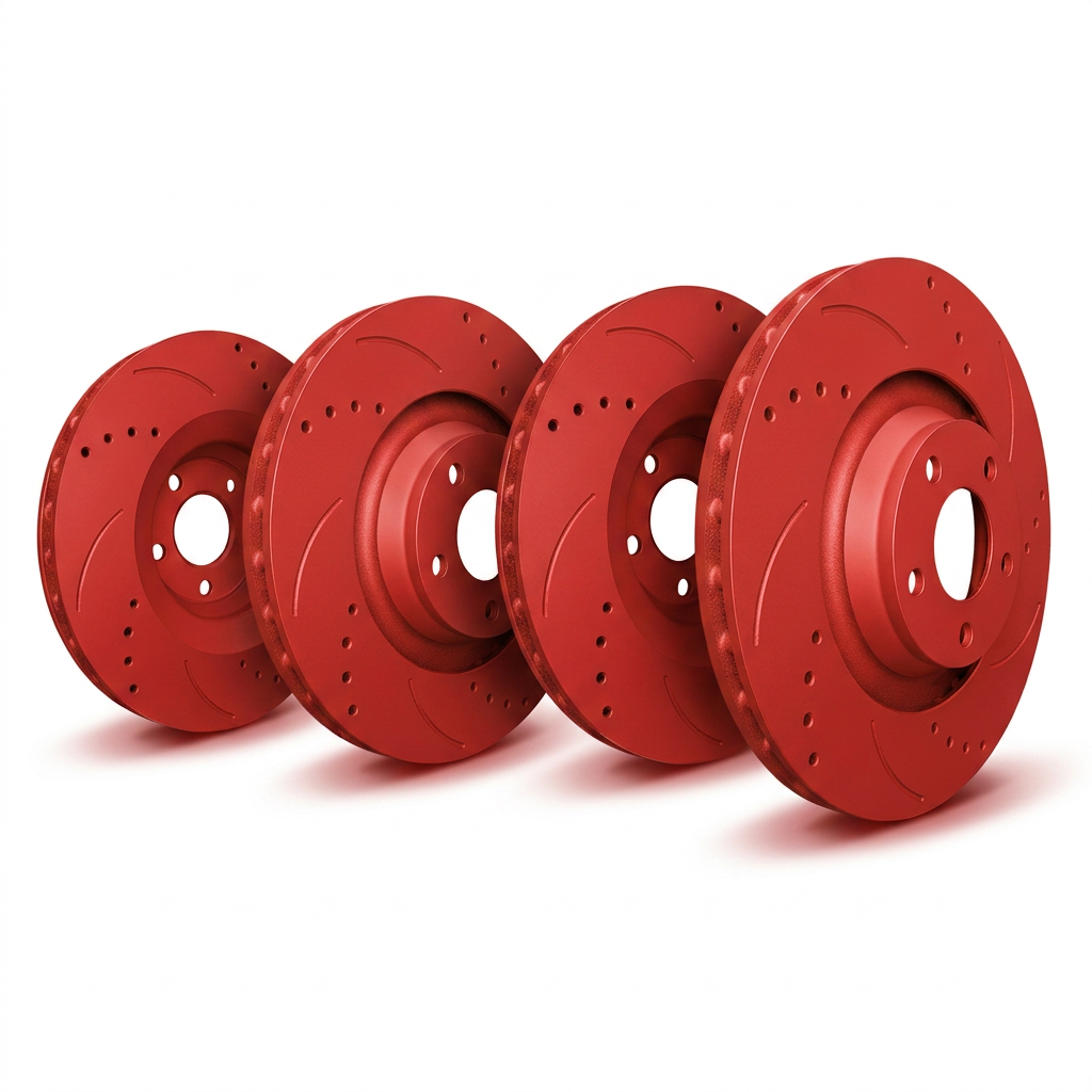 SP Performance Drilled & Slotted Brake Rotor Set, Red