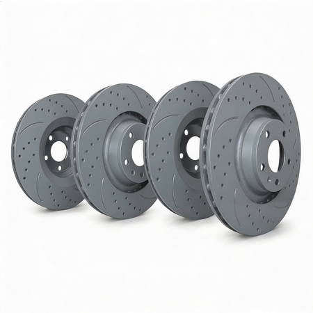SP Performance Double Drilled & Slotted Brake Rotor Set, Grey