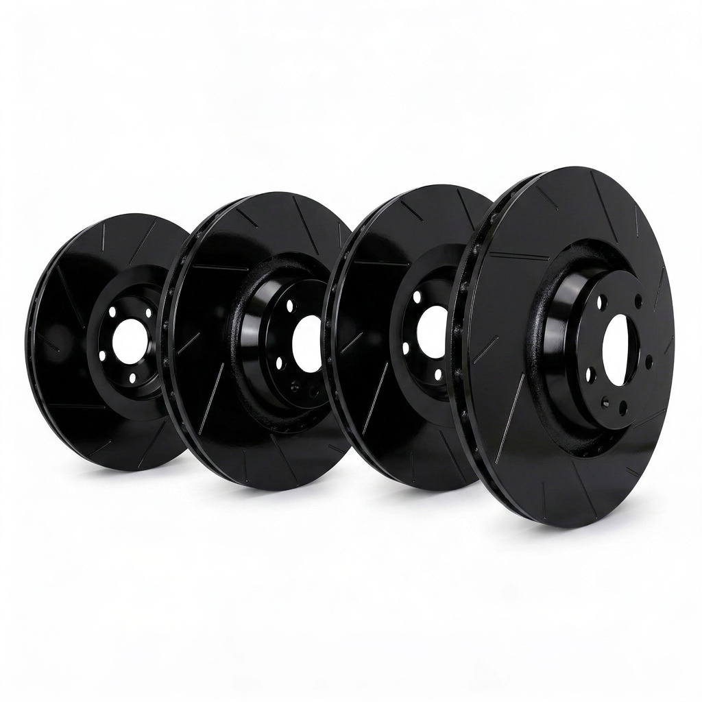 SP Performance Straight Slotted Brake Rotor Set, Black