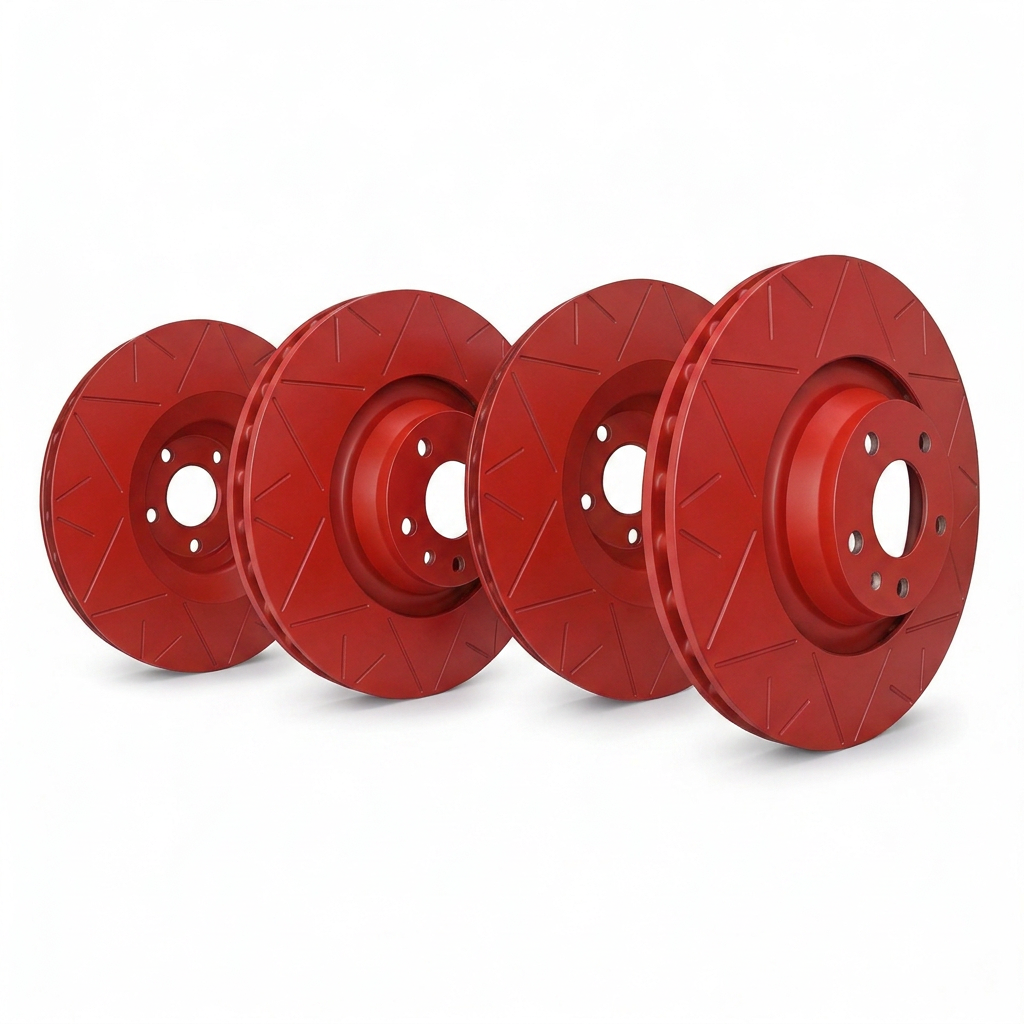 SP Performance Peak Series Slotted Brake Rotor Set, Red