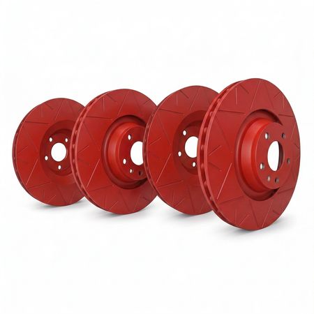 SP Performance Peak Series Slotted Brake Rotor Set, Red