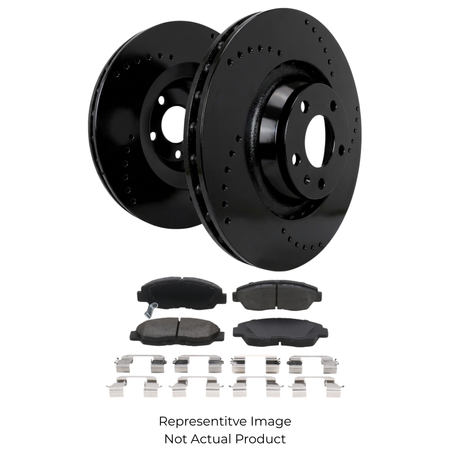 SP Performance Cross Drilled Rotor and Pad Kit, Black