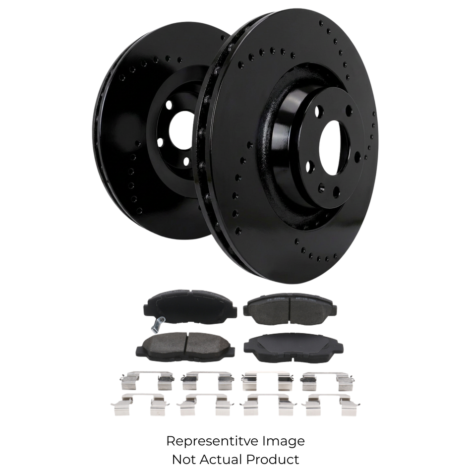 SP Performance Cross Drilled Rotor and Pad Kit, Black
