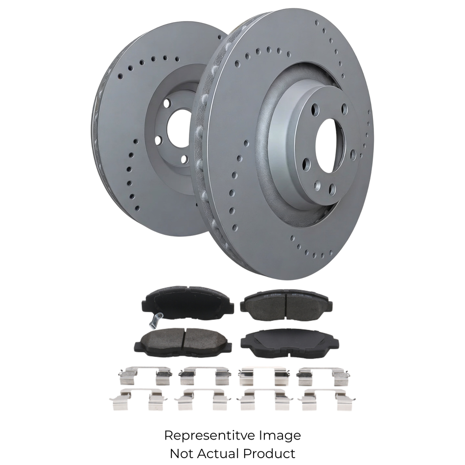 SP Performance Cross Drilled Rotor and Pad Kit, Grey