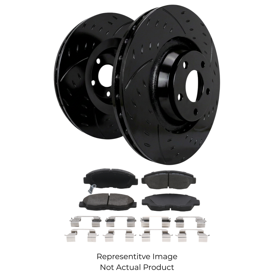 SP Performance Diamond Slotted Rotor and Pad Kit, Black