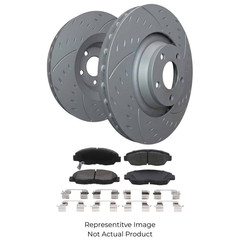 SP Performance Diamond Slotted Rotor and Pad Kit, Grey