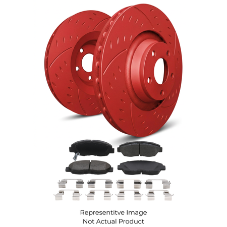 SP Performance Diamond Slotted Rotor and Pad Kit, Red