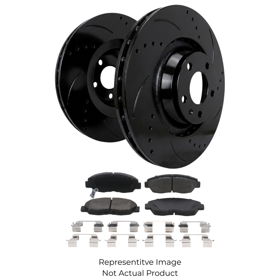 SP Performance Drilled & Slotted Rotor and Pad Kit, Black