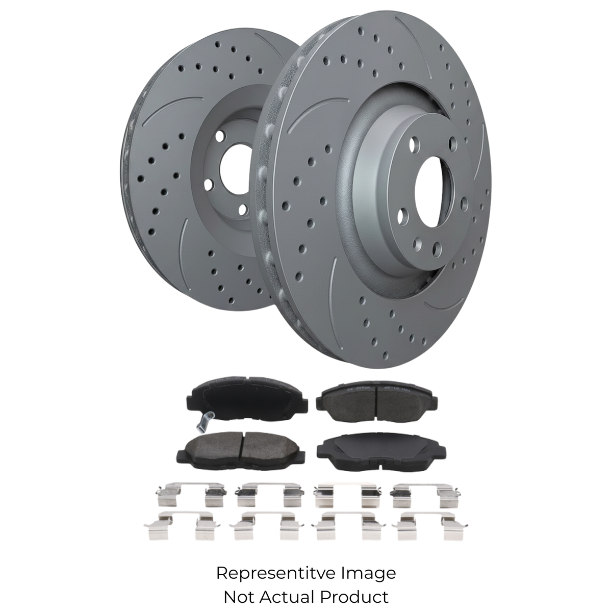 SP Performance Double Drilled & Slotted Rotor and Pad Kit, Grey