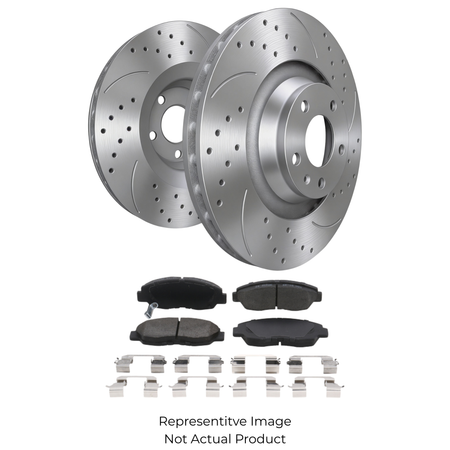 SP Performance Double Drilled & Slotted Rotor and Pad Kit, Silver