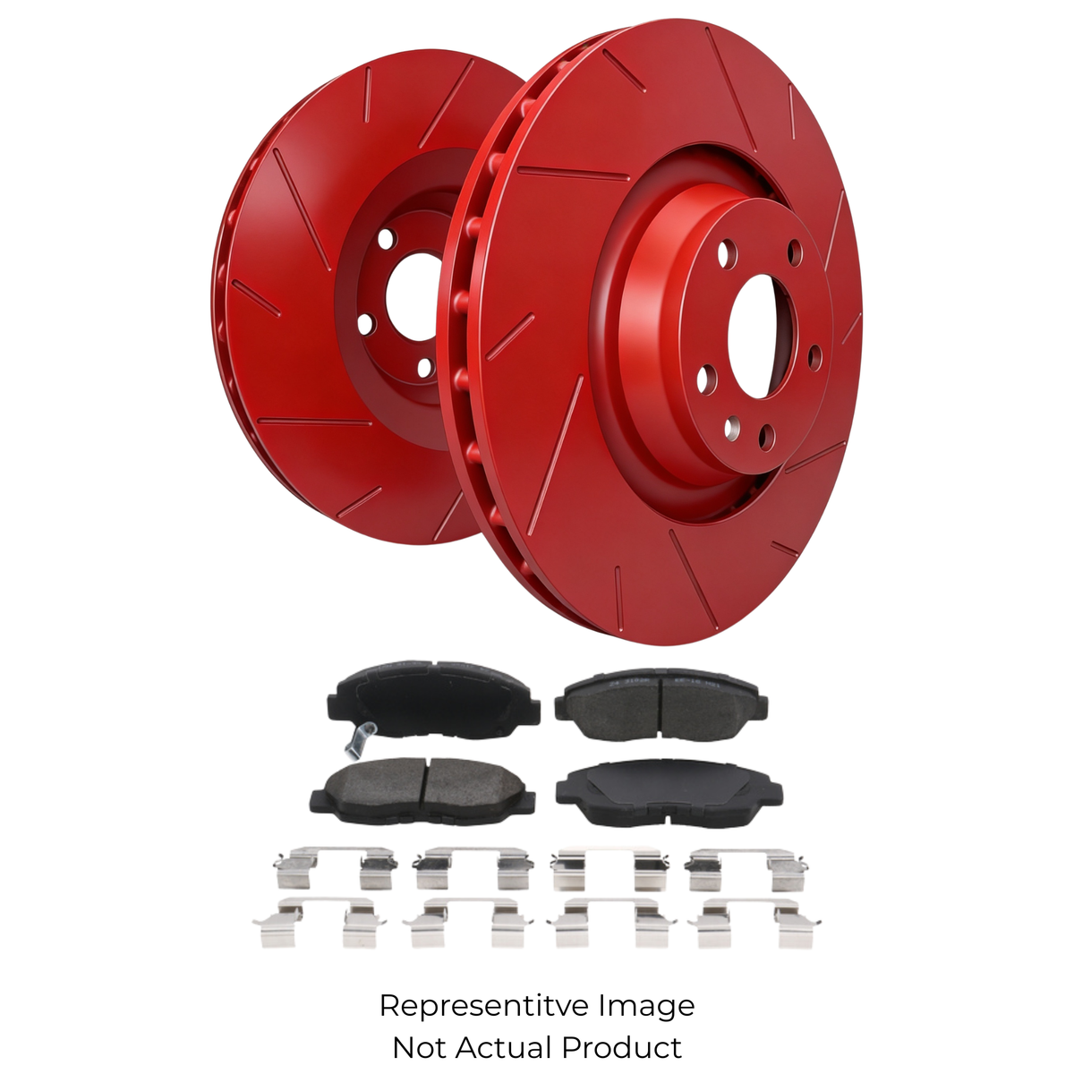 SP Performance Straight Slotted Rotor and Pad Kit, Red