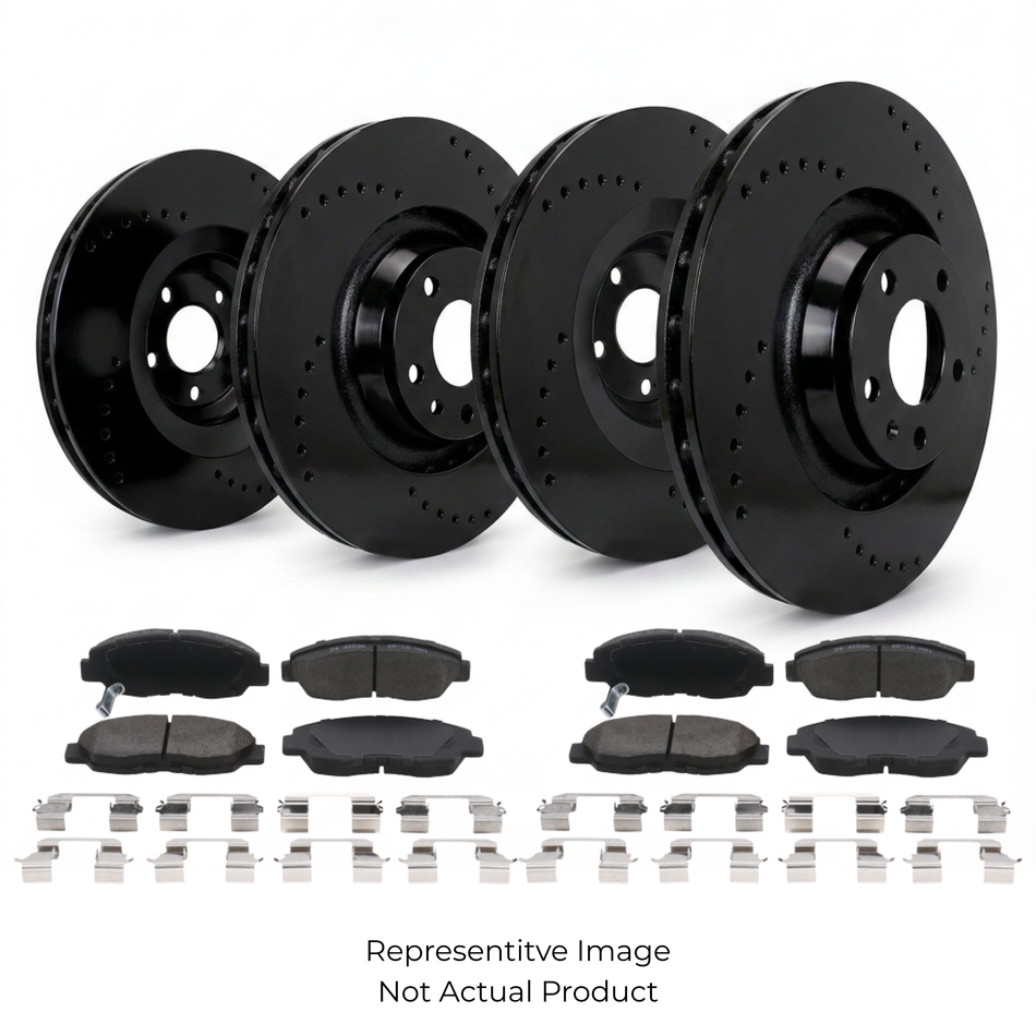 SP Performance Cross Drilled Rotor and Pad Kit, Black