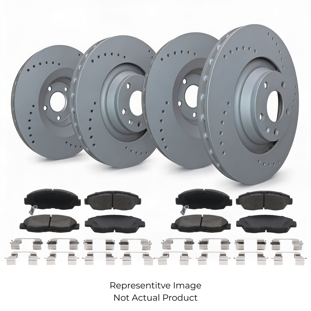 SP Performance Cross Drilled Rotor and Pad Kit, Grey