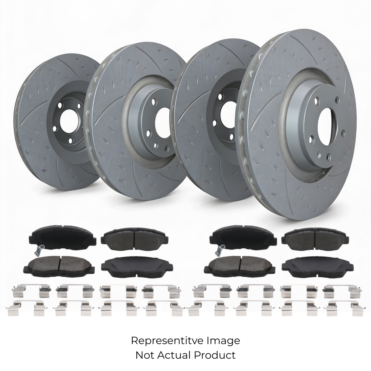 SP Performance Diamond Slotted Rotor and Pad Kit, Grey