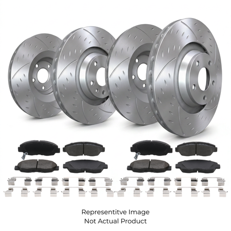 SP Performance Diamond Slotted Rotor and Pad Kit, Silver