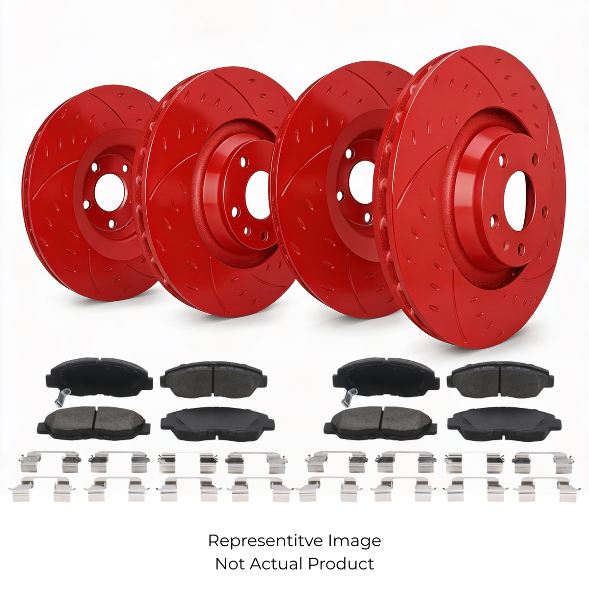 SP Performance Diamond Slotted Rotor and Pad Kit, Red
