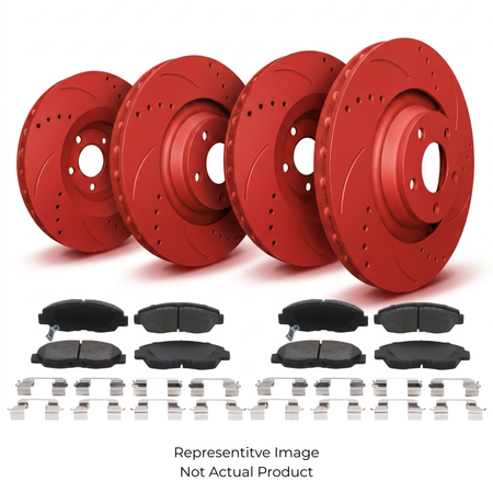 SP Performance Drilled & Slotted Rotor and Pad Kit, Red
