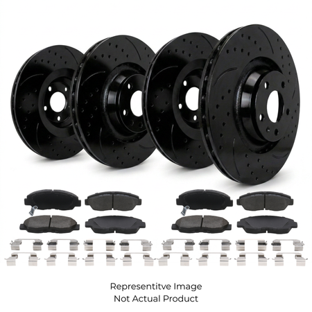 SP Performance Double Drilled & Slotted Rotor and Pad Kit, Black