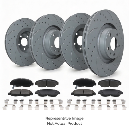 SP Performance Double Drilled & Slotted Rotor and Pad Kit, Grey