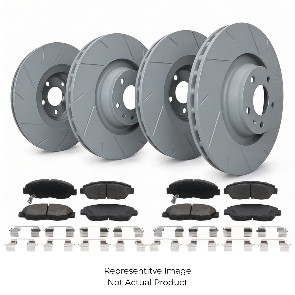 SP Performance Straight Slotted Rotor and Pad Kit, Grey