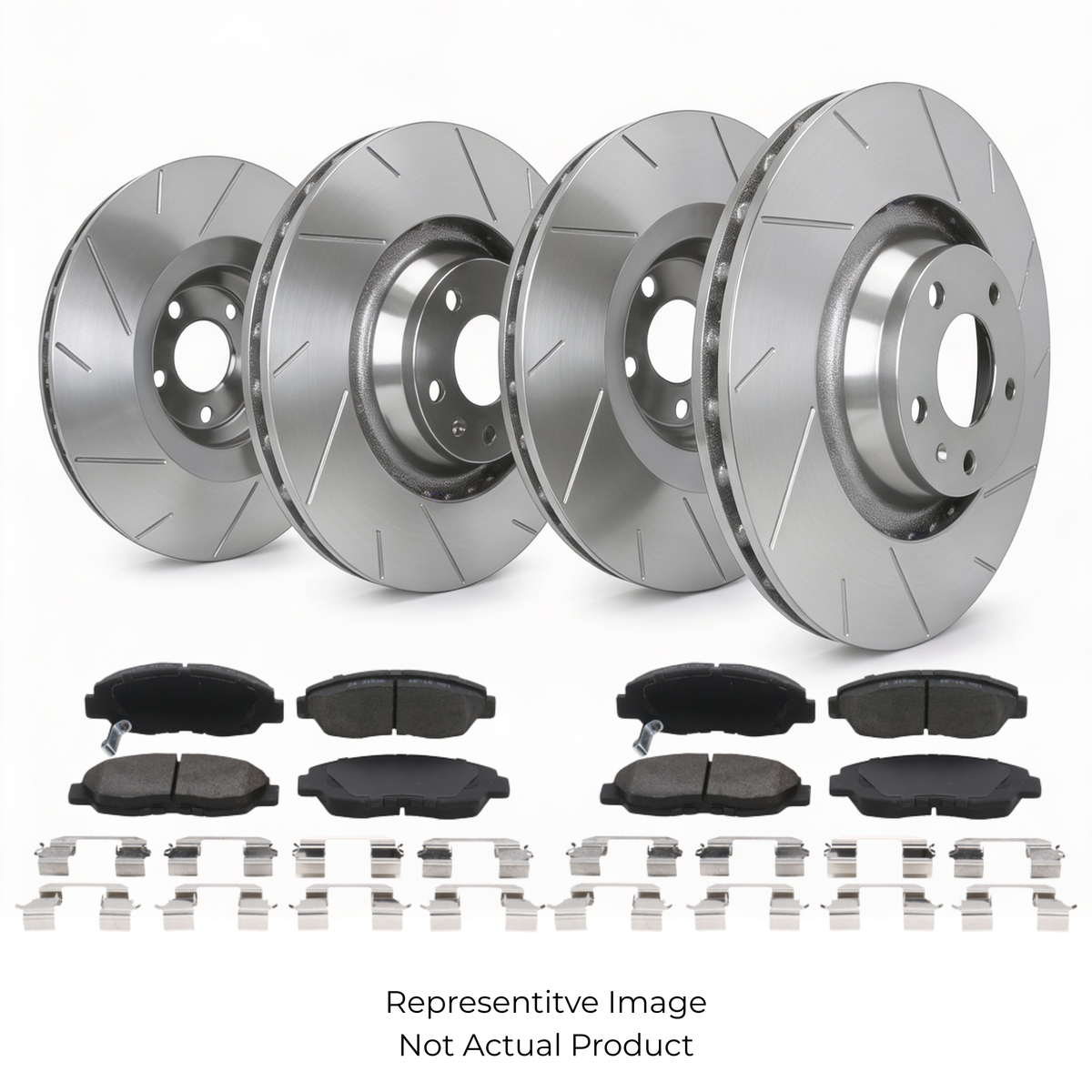 SP Performance Straight Slotted Rotor and Pad Kit, Silver