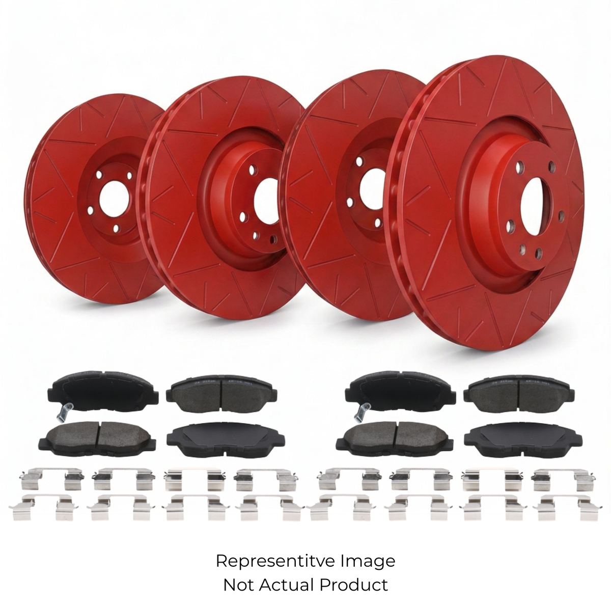 SP Performance Peak Series Slotted Rotor and Pad Kit, Red
