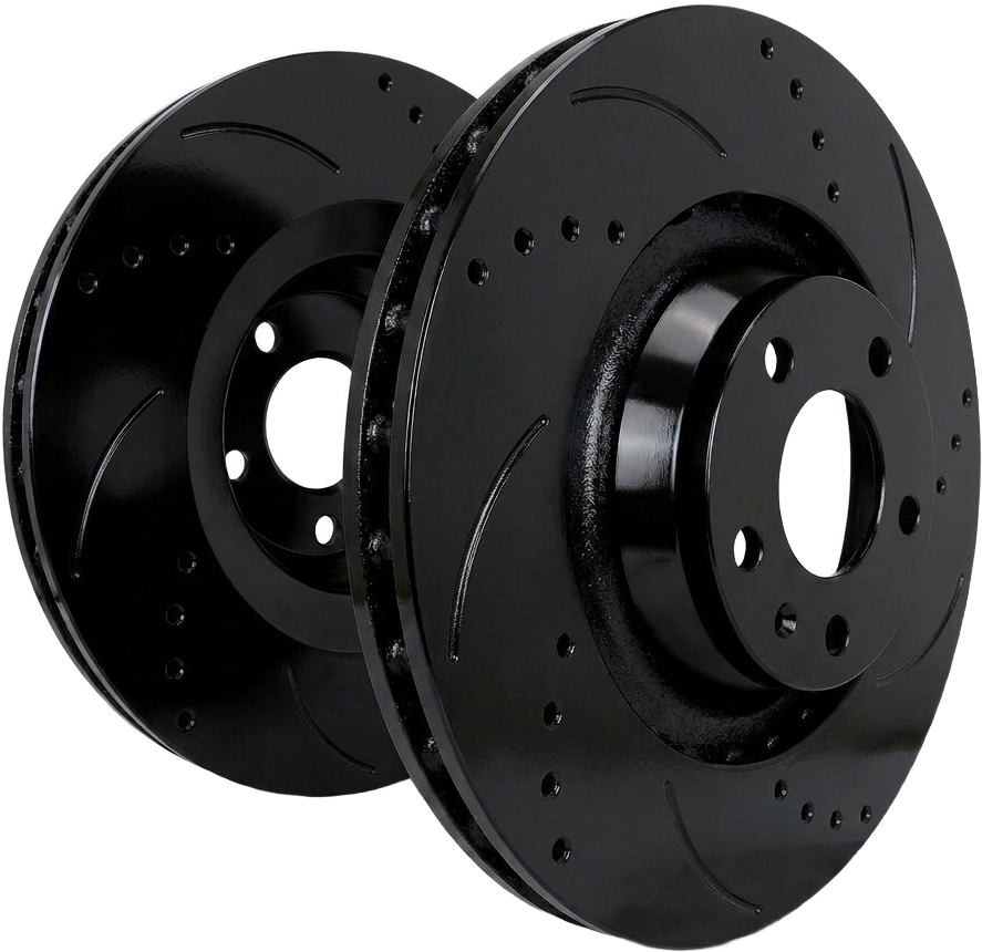 Black zinc double drilled and slotted rotor