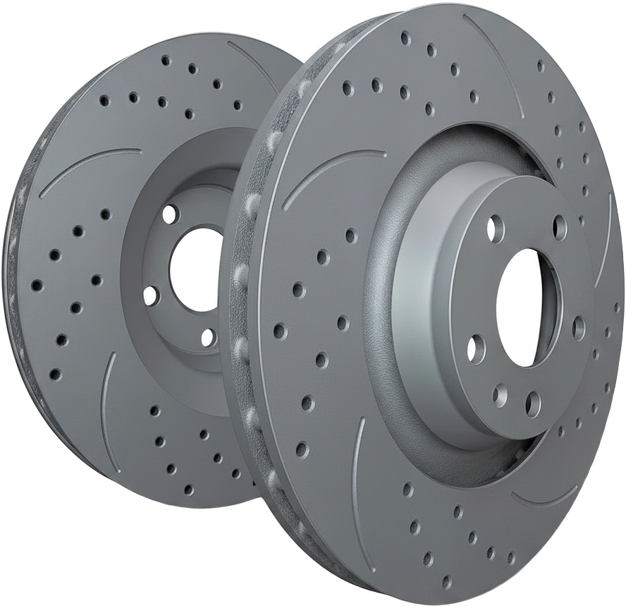 Gray zinc double drilled and slotted rotor